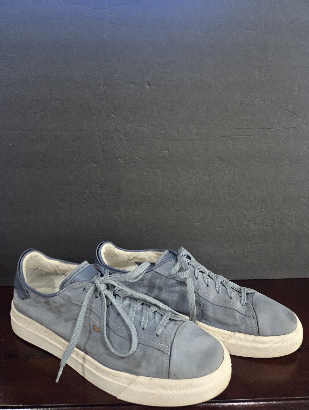 Santoni Light Blue Suede Low-Top Sneakers Mens Sz.12